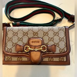 Lady Web Original GG Canvas Convertible Wallet, Beige